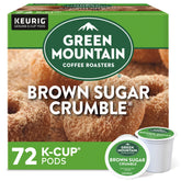 Green Mountain front packaging showing Brown Sugar Crumble flavor and 72-count convenience