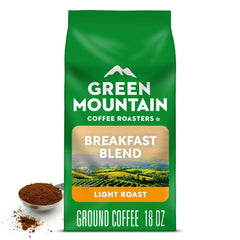 Green Mountain Coffee Roasters front bag showing Breakfast Blend and freshness