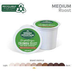 Green Mountain Coffee Roasters pod beside a measuring scale to show single-serve portion size