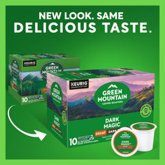 Green Mountain Coffee Roasters K‑Cup top view ready for Keurig brewer and fast brewing