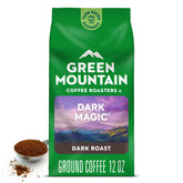 Green Mountain Coffee Roasters bag front showing Dark Magic branding and bold roast benefit