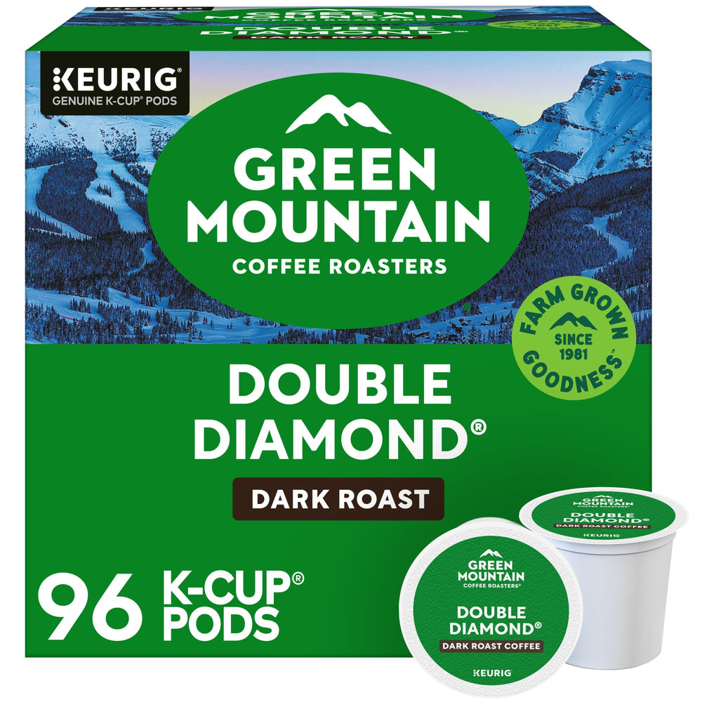 Green Mountain Coffee Roasters front packaging showing bold dark roast benefits