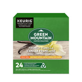 Green Mountain Coffee Roasters front packaging showing flavor and count, highlights convenience