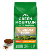 Green Mountain Coffee Roasters front packaging shows brand and bright decaf blend