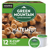 Green Mountain Coffee Roasters front pack showing hazelnut pods and benefits