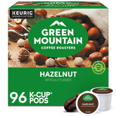 Green Mountain Coffee Roasters front packaging showing hazelnut flavor and benefits