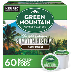 Green Mountain Coffee Roasters front box showing product and benefits