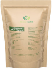 GREEN NECTAR open bag showing fine mango powder texture for easy mixing benefit