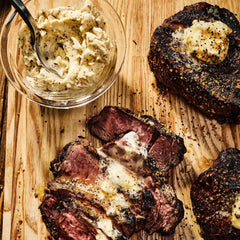 Grill Mates seasoning applied to steak during sear to create a caramelized crust