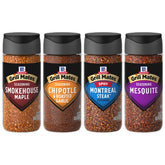 Grill Mates variety pack front packaging showing four seasoning jars and benefit of selection