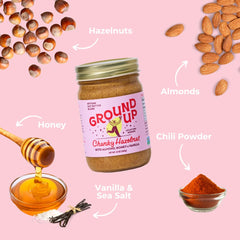Ground Up label close-up displaying ingredients and allergen-free claim for trust