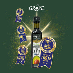 Grove oil close-up texture glossy green oil that enhances dressings