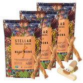 GROVE Stellar Snacks Maui Monk front packaging showing three 12 oz bags and branding benefit