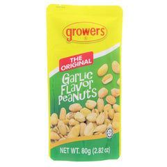 Growers garlic peanuts close-up revealing crunchy roasted texture and seasoning benefit