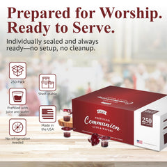GSM Brands opened communion cup closeup showing juice clarity and hygiene