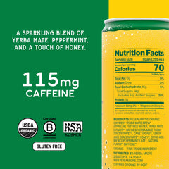 Guayaki label close-up displaying ingredients and natural plant focus