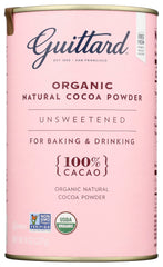 Guittard organic cocoa powder front packaging showing brand and 8 oz size for consistent baking