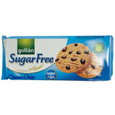 gullón front packaging of sugar free choco chip biscuits showing portioned packs and convenience benefit