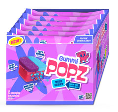 GUMMI POPZ! front packaging showing colorful mixed berry pouches and branding benefit party ready