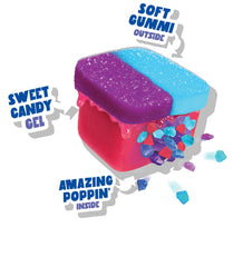 GUMMI POPZ! unwrapped gummies close-up highlighting chewy texture and popping surprise