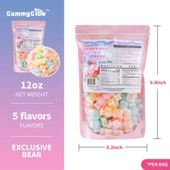 Gummy Glow frozen bear in hand demonstrating crunchy freezer effect