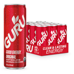 GURU front can showing organic label and clean branding for confident choices