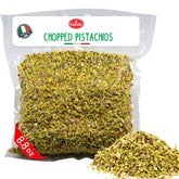 GUSTO ETNA front of pack showing 8.8 oz unsalted chopped pistachios and clear label benefit