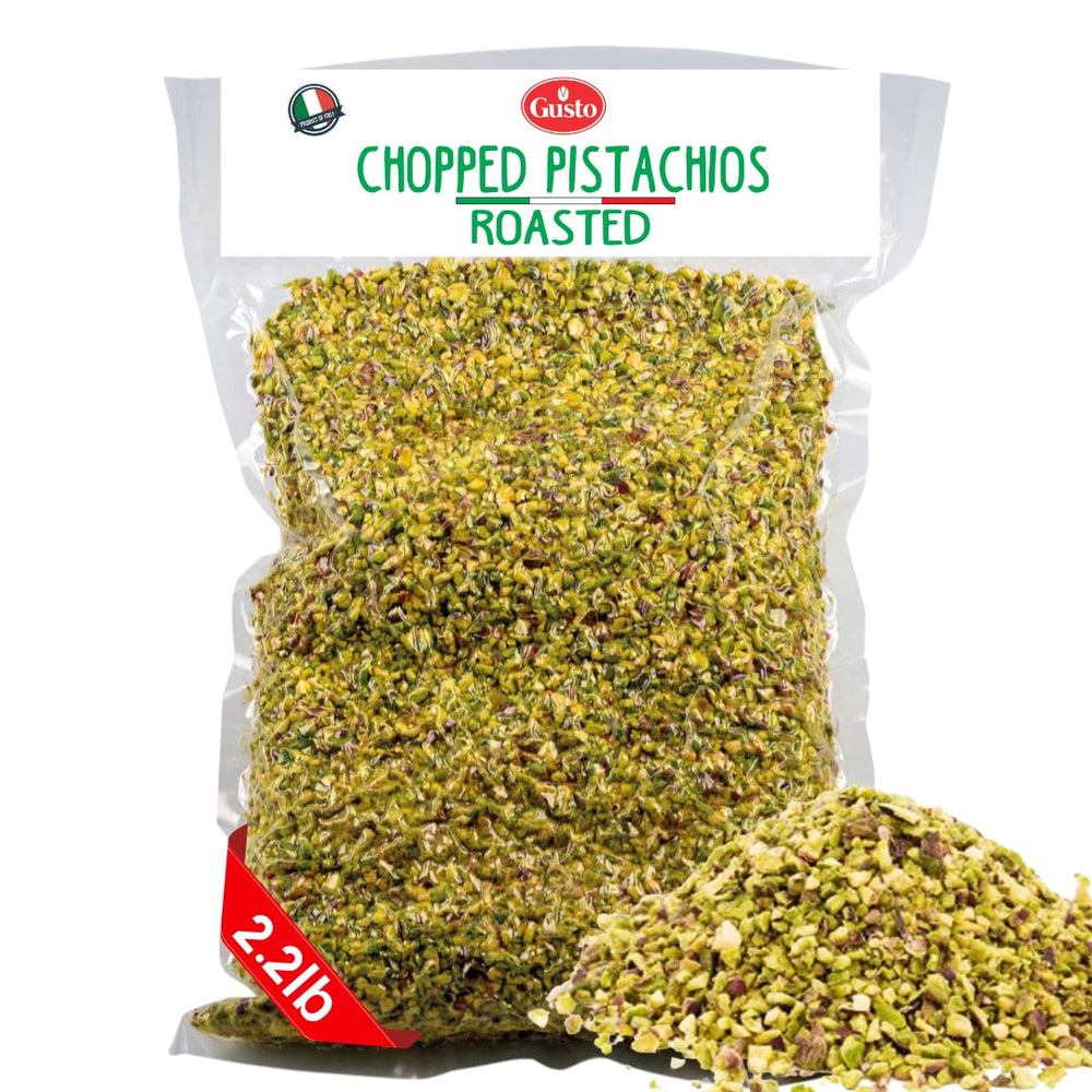 GUSTO ETNA front packaging showing 2.2 lb roast chopped pistachios and convenience
