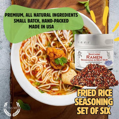 Gustus Vitae spoonful of seasoning over steamed rice enhancing flavor