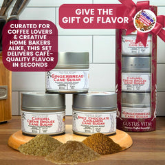 Gustus Vitae magnetized tins stuck on fridge for quick access and countertop convenience