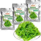 GXXDMZAQ front packaging showing three seasoned seaweed salad packs and appeal