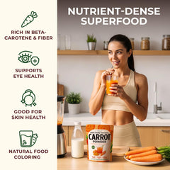 Gya Tea Co blended carrot smoothie in glass showing vibrant color and convenience