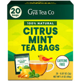 Gya Tea Co front packaging showing 20-count box and benefits
