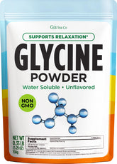 Gya Tea Co front packaging showing pure glycine powder and serving info for easy use