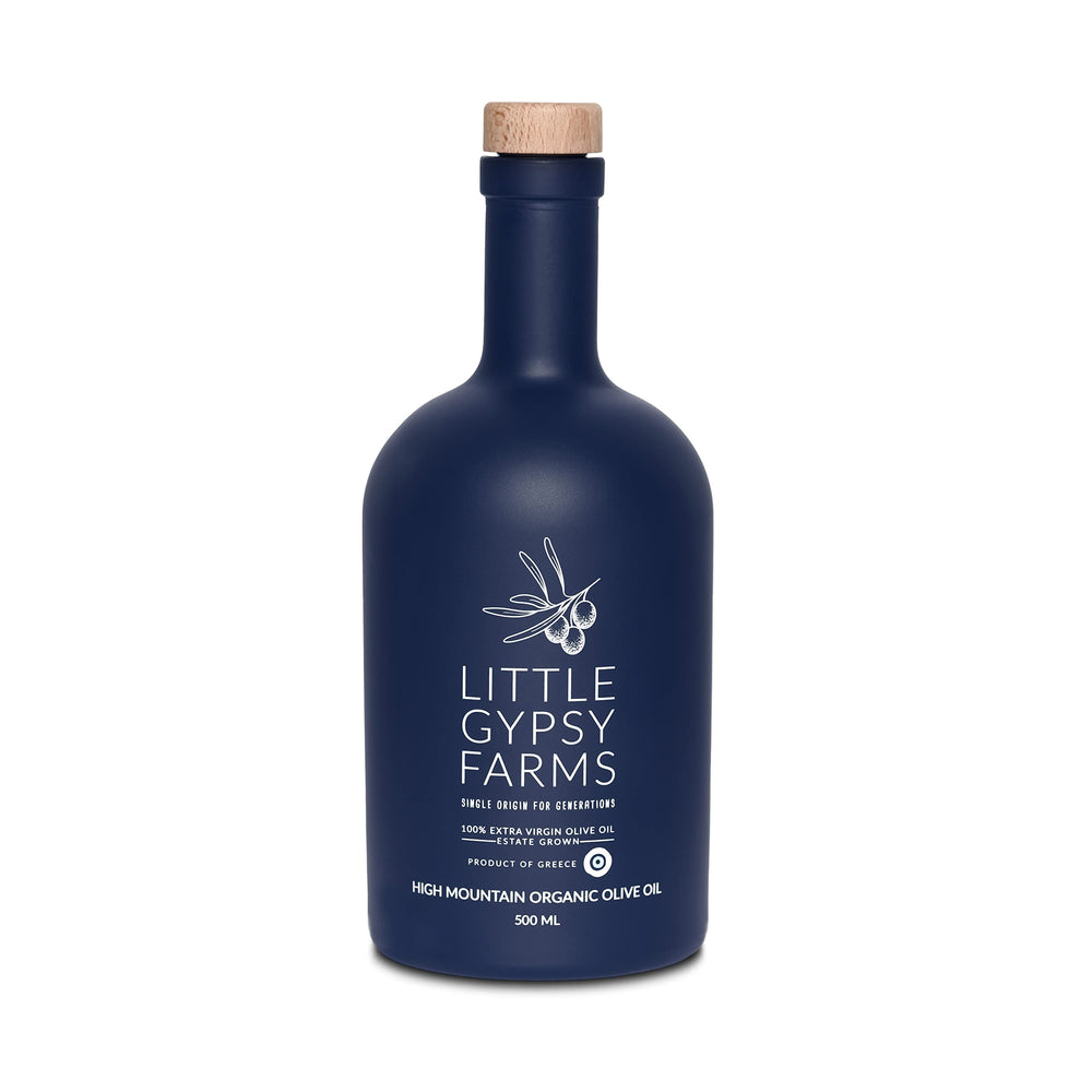 Gypsy Farms bottle front label showing single‑estate origin and organic quality