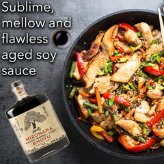 HAKU shoyu pouring into a dipping bowl benefit: enhances sashimi and dumpling flavor