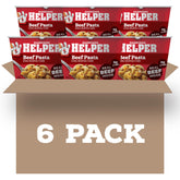 Hamburger Helper front packaging showing six microwave cups and benefits