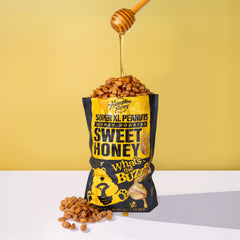 Hampton Farms close-up honey glaze on peanuts highlighting crunchy sweet coating benefit