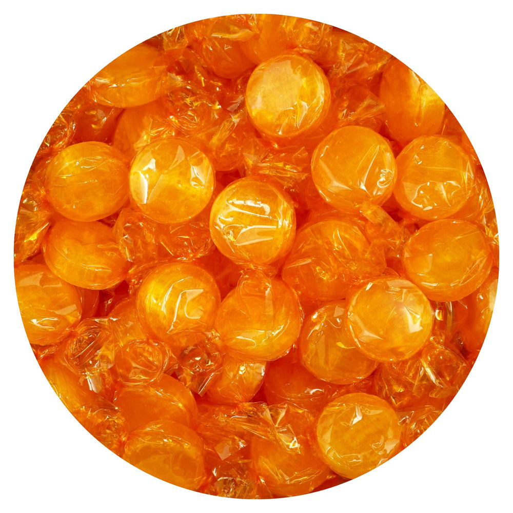 The Hampton Popcorn Company front packaging showing the 2 lb butterscotch bag and convenience