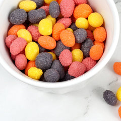 Bowl of Hampton Popcorn Company chewy candies at a party — colorful easy-to-share snack