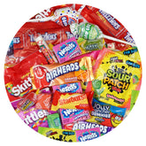The Hampton Popcorn Company front packaging showing 4 pound bulk candy and brand