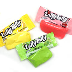 Bowl of mixed banana, cherry, and sour apple Laffy Taffy by The Hampton Popcorn Company ideal for parties