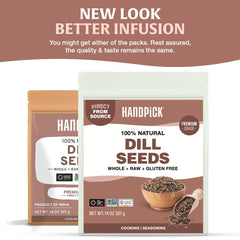 HANDPICK jar open top view revealing uniform dill seeds for freshness