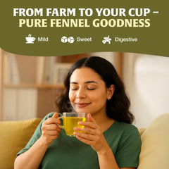 HANDPICK steeping cup with fennel tea showing soothing warm beverage benefit