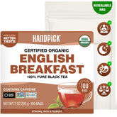 HANDPICK front packaging showing organic label and robust tea benefits