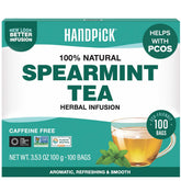 HANDPICK front packaging showing 100 tea bags and eco claims