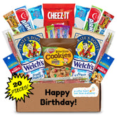 Hangry Kit front of birthday snack box showing gift-ready packaging and humor
