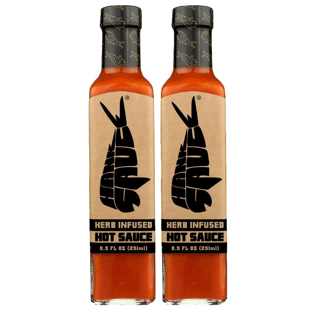 Hank Sauce front packaging showing two bottles and label benefits