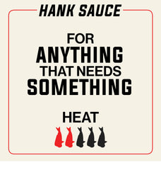 Hank Sauce next to common items showing bottle size and value