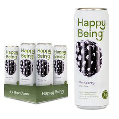 happy being front packaging shows four cans and flavor clarity for quick selection